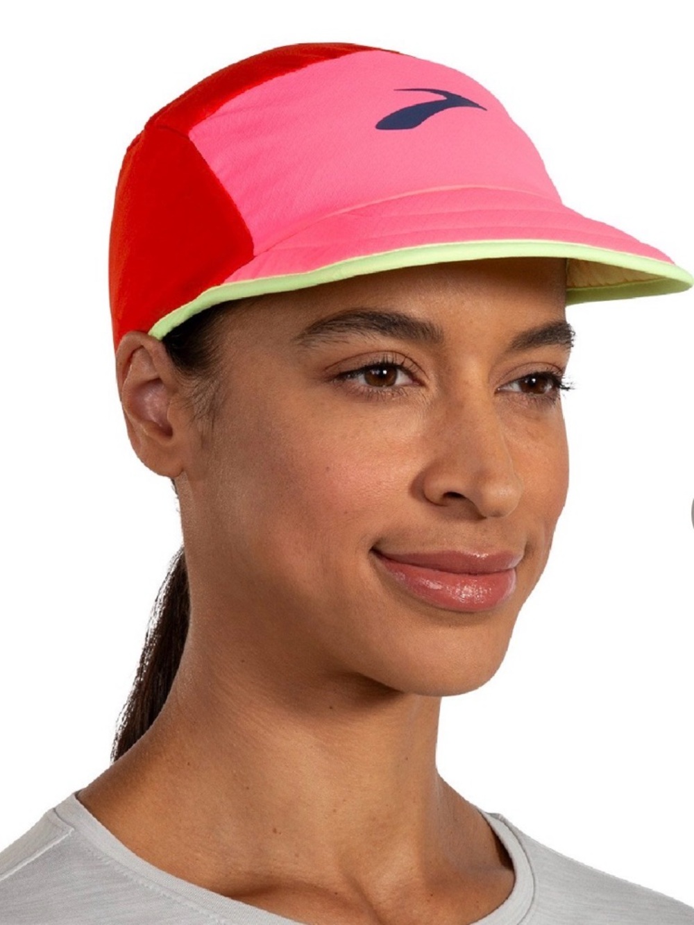 NWT Brooks Lightweight Packable Neon Pink & Red Unisex Running Hat
